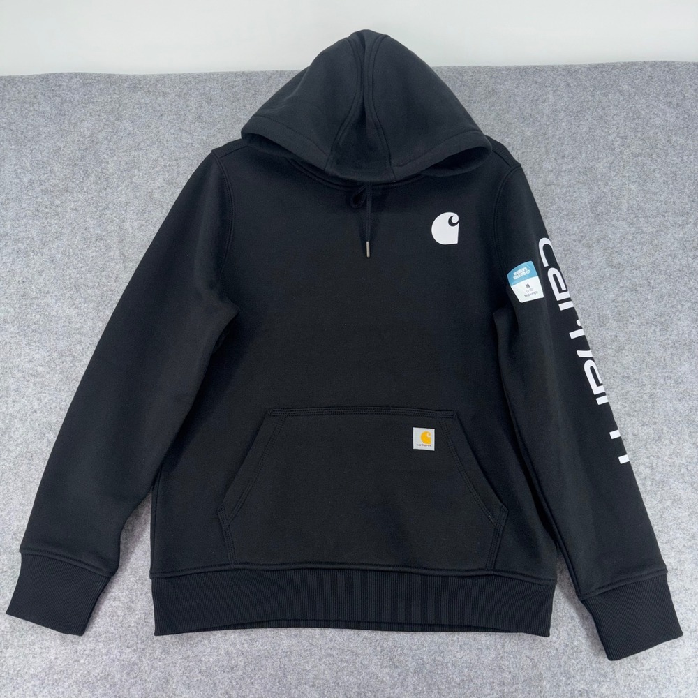 Carhartt Womens Relaxed Fit Midweight Logo Graphic Hoodie Black M NWT